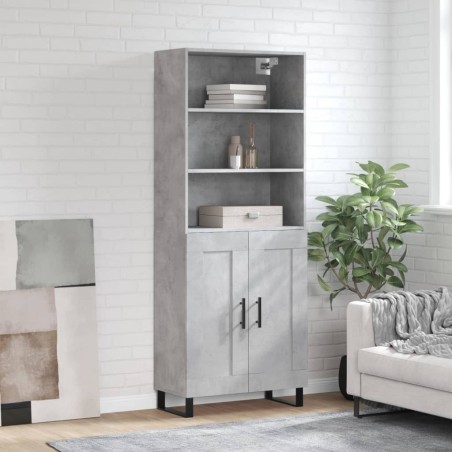 vidaXL Aparador alto madera contrachapada gris hormigón 69,5x34x180 cm