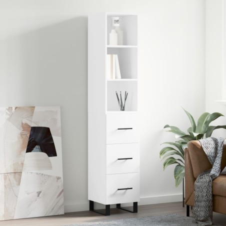 vidaXL Aparador alto madera contrachapada blanco 34,5x34x180 cm