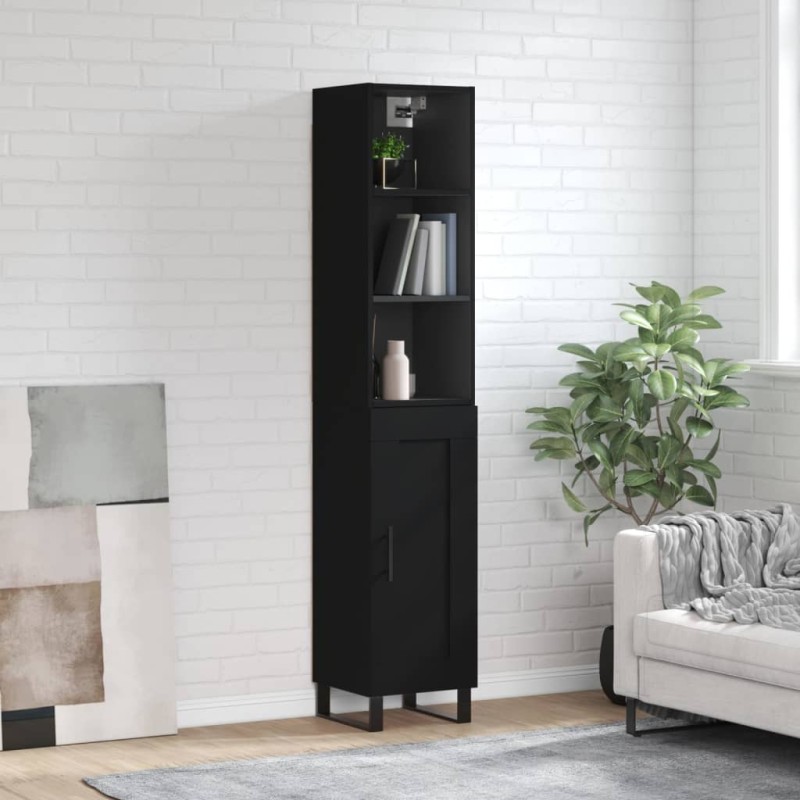 vidaXL Aparador de madera contrachapada negro 34,5x34x180 cm vidaXL Aparador de madera contrachapada negro 34,5x34x180 cm