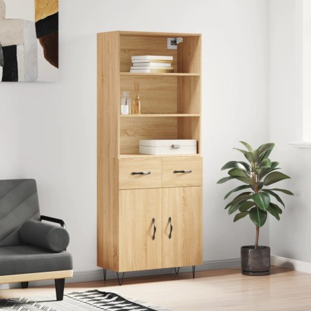 vidaXL Aparador alto madera contrachapada color roble 69,5x34x180 cm
