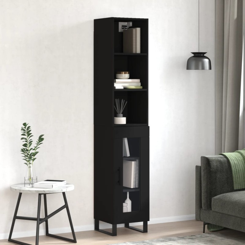 vidaXL Aparador de madera contrachapada negro 34,5x34x180 cm vidaXL Aparador de madera contrachapada negro 34,5x34x180 cm
