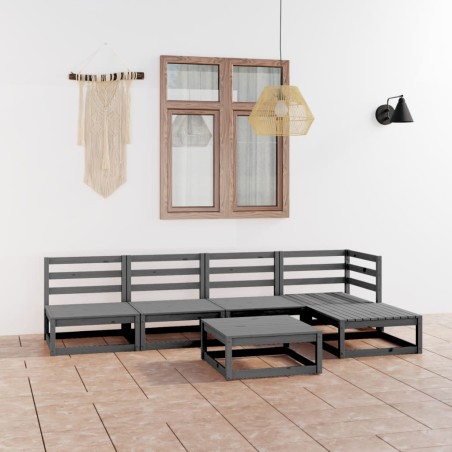 vidaXL Muebles de jardín 6 piezas gris madera maciza de pino