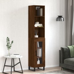 vidaXL Aparador alto madera contrachapada roble marrón 34,5x34x180 cm