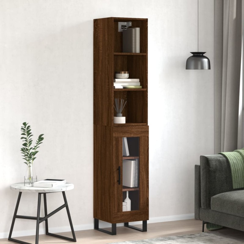 vidaXL Aparador alto madera contrachapada roble marrón 34,5x34x180 cm vidaXL Aparador alto madera contrachapada roble marrón 34,5x34x180 cm