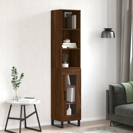vidaXL Aparador alto madera contrachapada roble marrón 34,5x34x180 cm