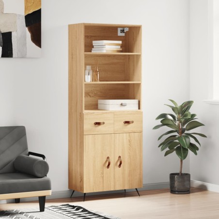 vidaXL Aparador alto madera contrachapada color roble 69,5x34x180 cm