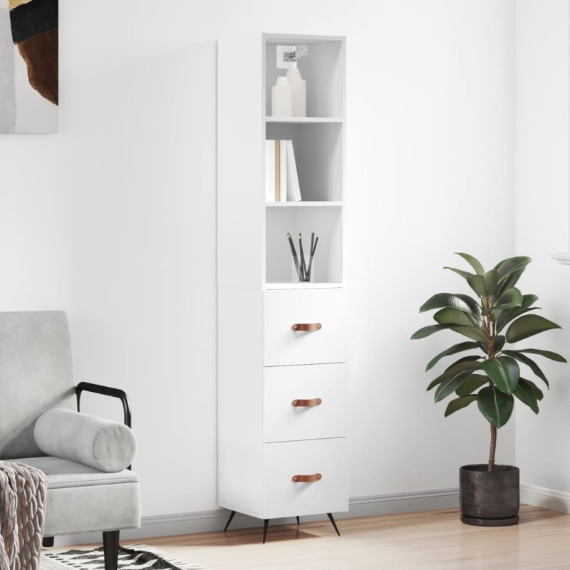 vidaXL Aparador alto madera contrachapada blanco 34,5x34x180 cm vidaXL Aparador alto madera contrachapada blanco 34,5x34x180 cm