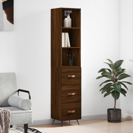 vidaXL Aparador alto madera contrachapada roble marrón 34,5x34x180 cm