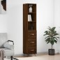 vidaXL Aparador alto madera contrachapada roble marrón 34,5x34x180 cm