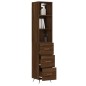 vidaXL Aparador alto madera contrachapada roble marrón 34,5x34x180 cm