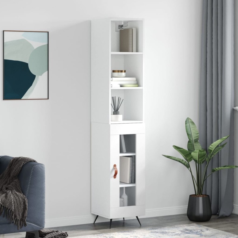 vidaXL Aparador alto madera contrachapada blanco brillo 34,5x34x180 cm vidaXL Aparador alto madera contrachapada blanco brillo 34,5x34x180 cm