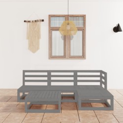 vidaXL Muebles de jardín 5 piezas gris madera maciza de pino