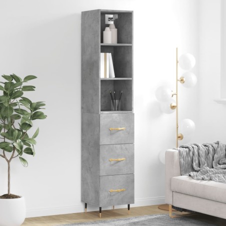 vidaXL Aparador de madera contrachapada gris hormigón 34,5x34x180 cm