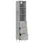 vidaXL Aparador de madera contrachapada gris hormigón 34,5x34x180 cm vidaXL Aparador de madera contrachapada gris hormigón 34,5x34x180 cm