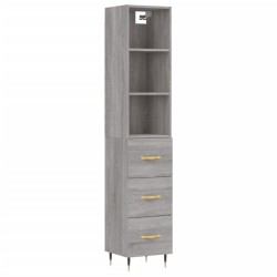 vidaXL Aparador alto madera contrachapada gris Sonoma 34,5x34x180 cm