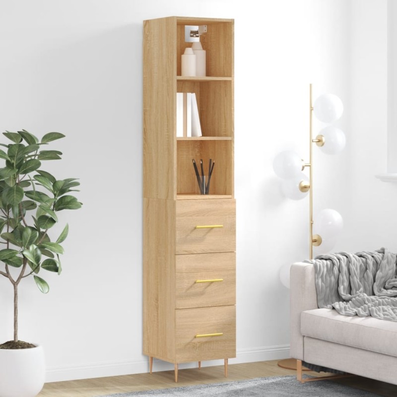 vidaXL Aparador de madera contrachapada roble Sonoma 34,5x34x180 cm vidaXL Aparador de madera contrachapada roble Sonoma 34,5x34x180 cm