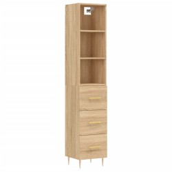 vidaXL Aparador de madera contrachapada roble Sonoma 34,5x34x180 cm