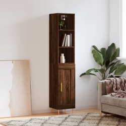 vidaXL Aparador alto madera contrachapada roble marrón 34,5x34x180 cm