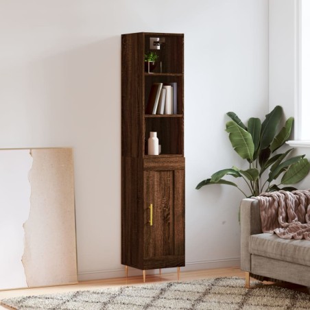 vidaXL Aparador alto madera contrachapada roble marrón 34,5x34x180 cm