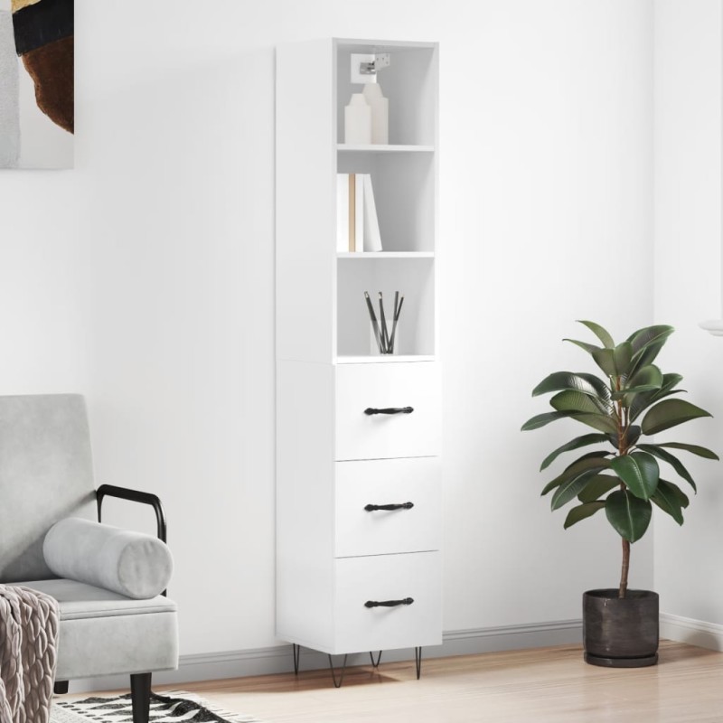 vidaXL Aparador alto madera contrachapada blanco brillo 34,5x34x180 cm vidaXL Aparador alto madera contrachapada blanco brillo 34,5x34x180 cm