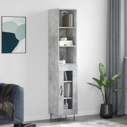 vidaXL Aparador de madera contrachapada gris hormigón 34,5x34x180 cm