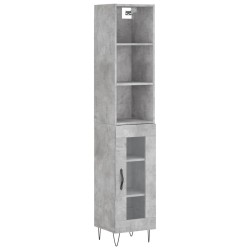 vidaXL Aparador de madera contrachapada gris hormigón 34,5x34x180 cm