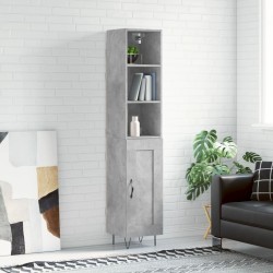 vidaXL Aparador de madera contrachapada gris hormigón 34,5x34x180 cm