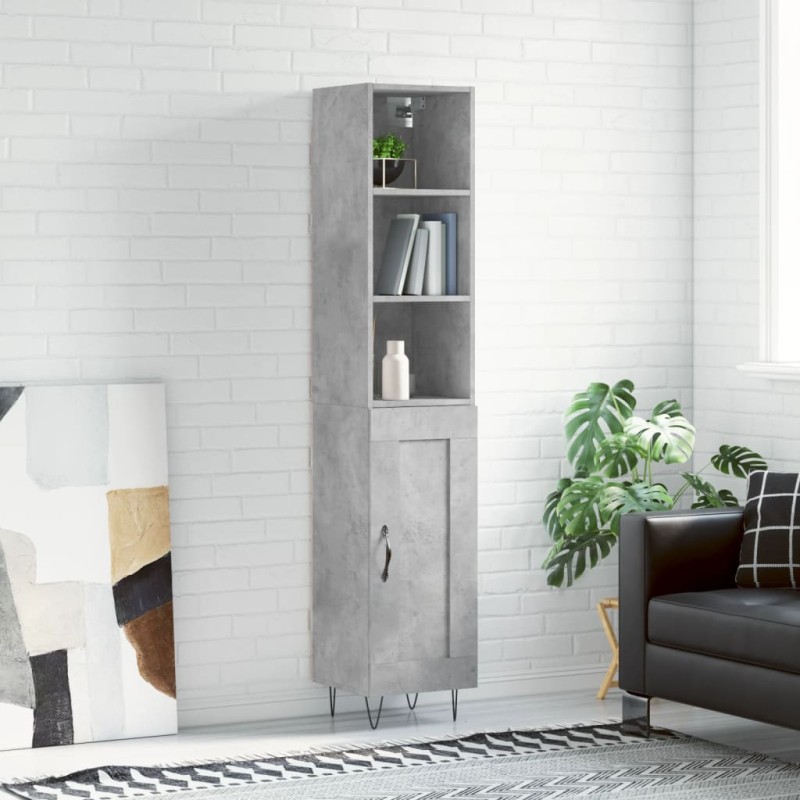 vidaXL Aparador de madera contrachapada gris hormigón 34,5x34x180 cm vidaXL Aparador de madera contrachapada gris hormigón 34,5x34x180 cm