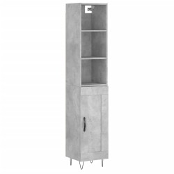 vidaXL Aparador de madera contrachapada gris hormigón 34,5x34x180 cm