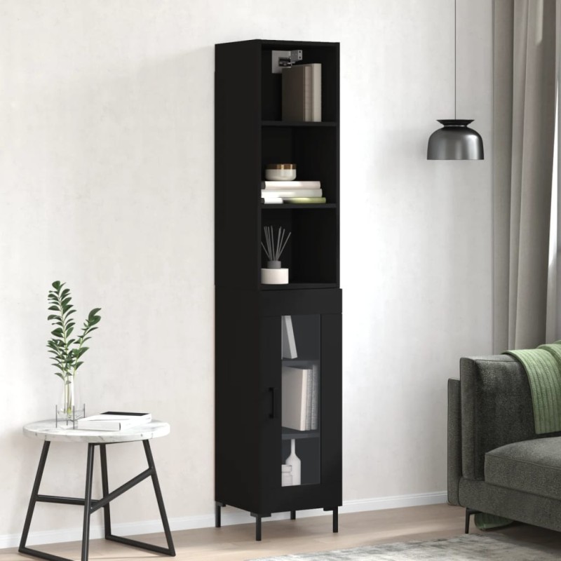 vidaXL Aparador de madera contrachapada negro 34,5x34x180 cm vidaXL Aparador de madera contrachapada negro 34,5x34x180 cm