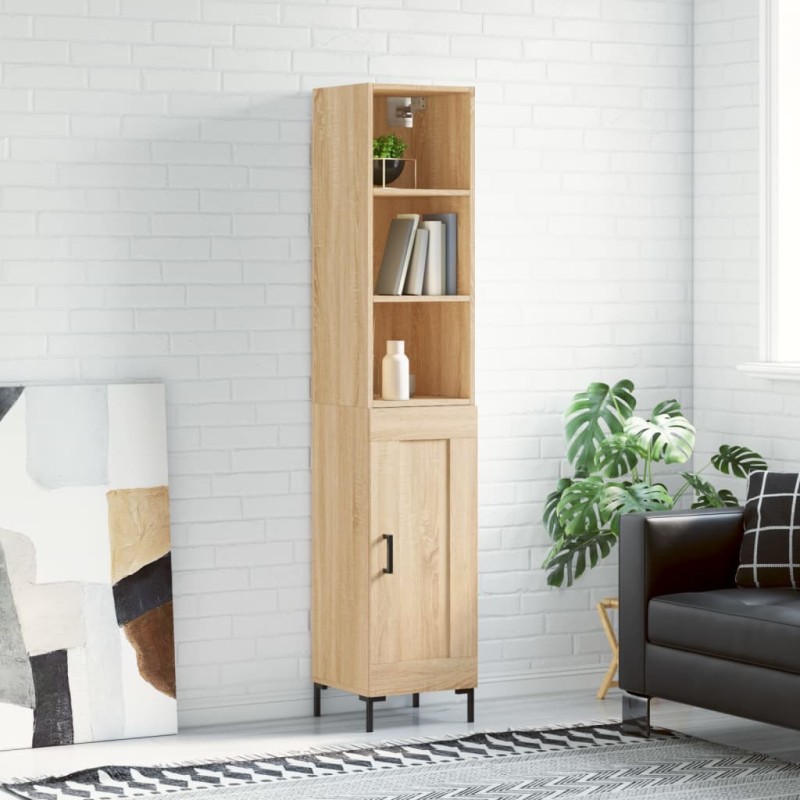 vidaXL Aparador de madera contrachapada roble Sonoma 34,5x34x180 cm vidaXL Aparador de madera contrachapada roble Sonoma 34,5x34x180 cm