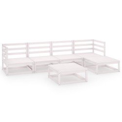 vidaXL Set de salón de jardín de 6 piezas blanco madera maciza de pino