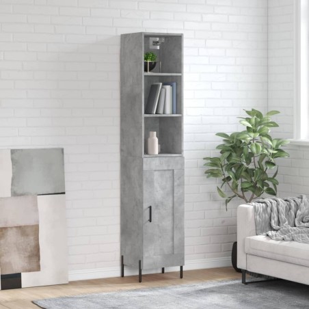 vidaXL Aparador de madera contrachapada gris hormigón 34,5x34x180 cm