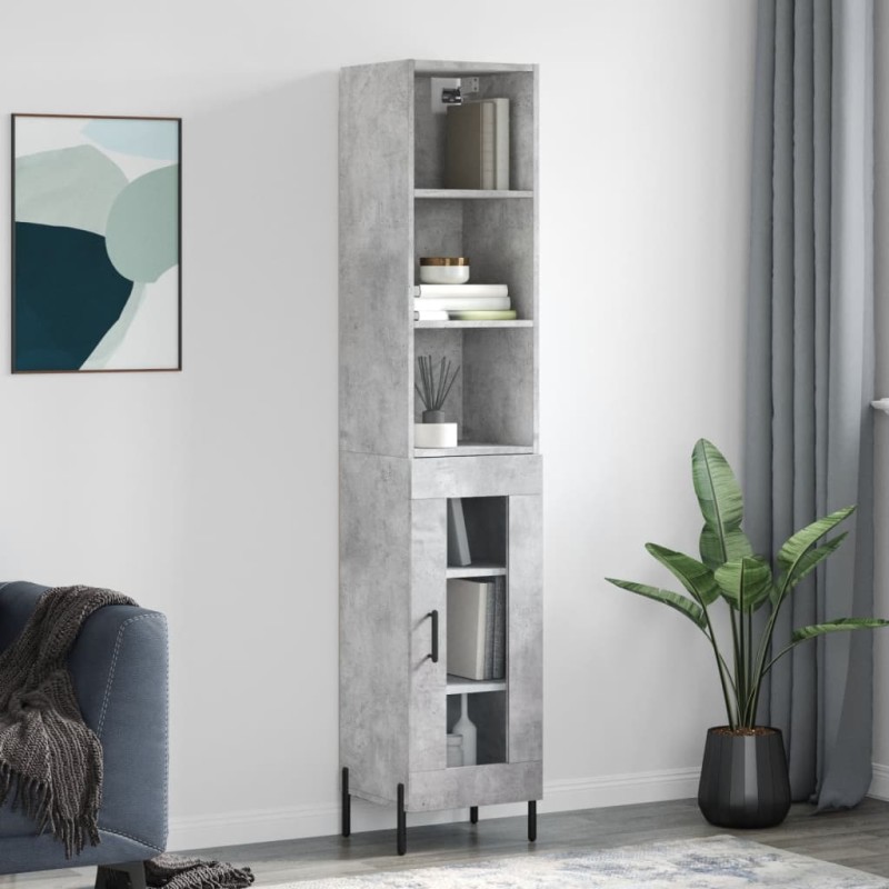 vidaXL Aparador de madera contrachapada gris hormigón 34,5x34x180 cm vidaXL Aparador de madera contrachapada gris hormigón 34,5x34x180 cm