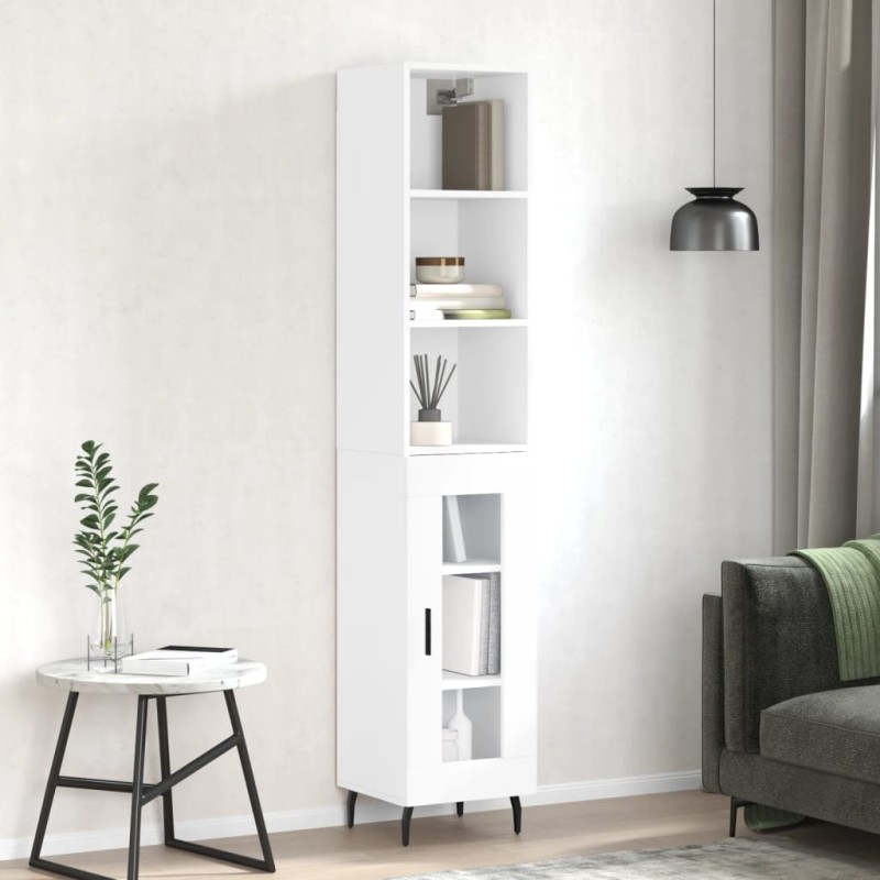 vidaXL Aparador alto madera contrachapada blanco brillo 34,5x34x180 cm vidaXL Aparador alto madera contrachapada blanco brillo 34,5x34x180 cm