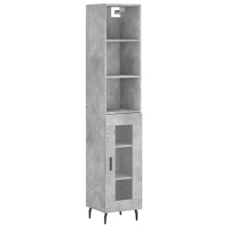 vidaXL Aparador de madera contrachapada gris hormigón 34,5x34x180 cm