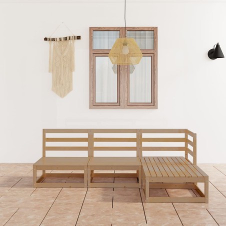 vidaXL Muebles de jardín 4 piezas marrón miel madera maciza de pino