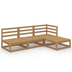 vidaXL Muebles de jardín 4 piezas marrón miel madera maciza de pino
