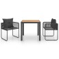 vidaXL Set de comedor de jardín de 3 piezas PVC ratán negro y marrón vidaXL Set de comedor de jardín de 3 piezas PVC ratán negro y marrón