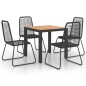 vidaXL Set de comedor de jardín de 5 piezas PVC ratán negro y marrón vidaXL Set de comedor de jardín de 5 piezas PVC ratán negro y marrón