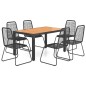 vidaXL Set de comedor de jardín de 7 piezas PVC ratán negro y marrón vidaXL Set de comedor de jardín de 7 piezas PVC ratán negro y marrón