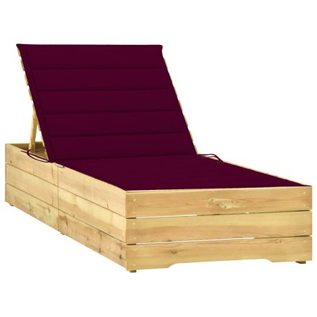 vidaXL Tumbona con cojín rojo tinto madera de pino impregnada