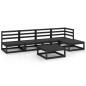 vidaXL Juego de muebles de jardín 6 piezas negro madera maciza de pino