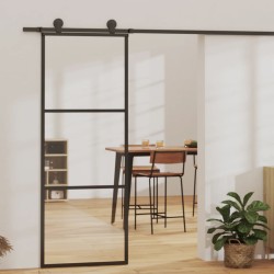 vidaXL Puerta corredera con herrajes ESG vidrio y aluminio 76x205 cm