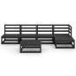 vidaXL Juego de muebles de jardín 6 piezas negro madera maciza de pino