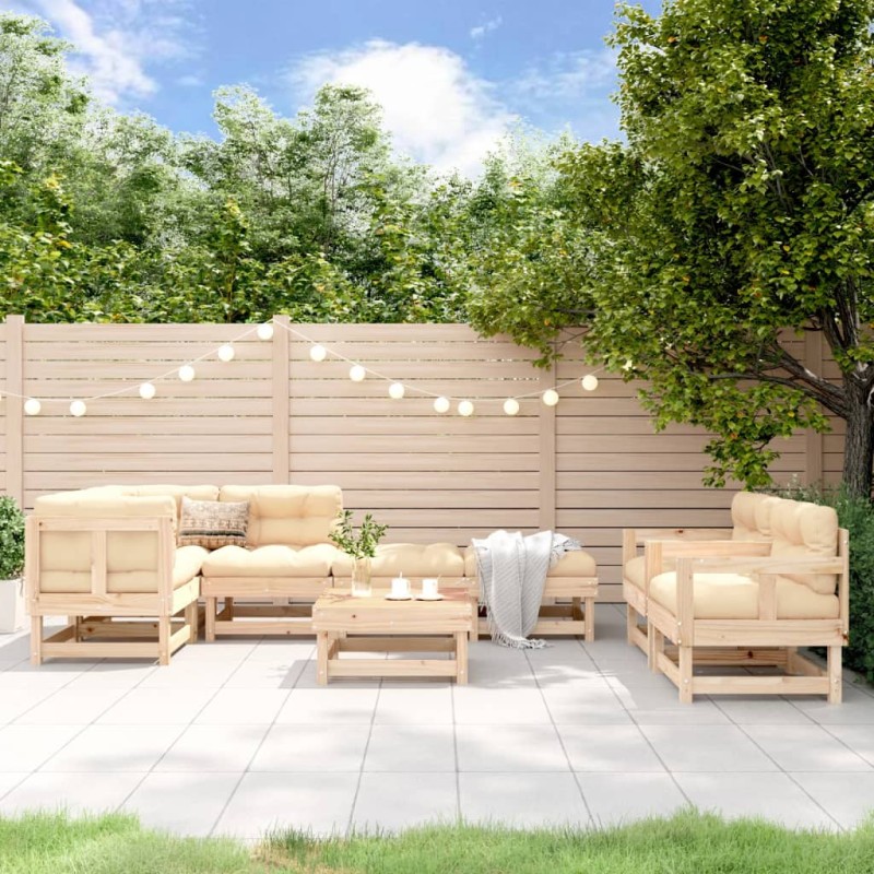 vidaXL Juego de muebles de jardín 8 piezas madera maciza de pino vidaXL Juego de muebles de jardín 8 piezas madera maciza de pino