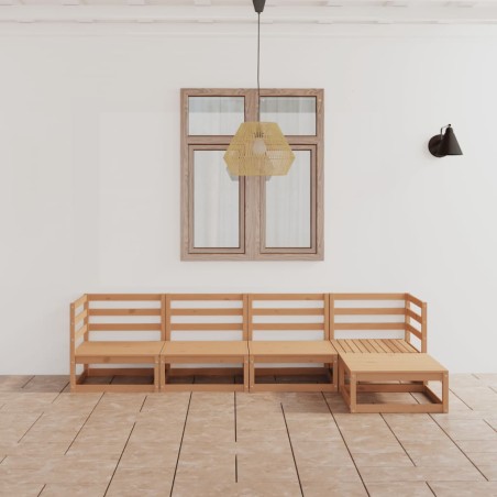 vidaXL Muebles de jardín 7 piezas marrón miel madera maciza de pino