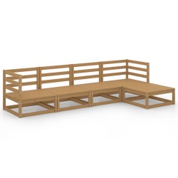 vidaXL Muebles de jardín 7 piezas marrón miel madera maciza de pino