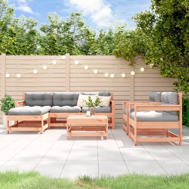 vidaXL Juego de muebles de jardín 7 pzas madera maciza abeto Douglas