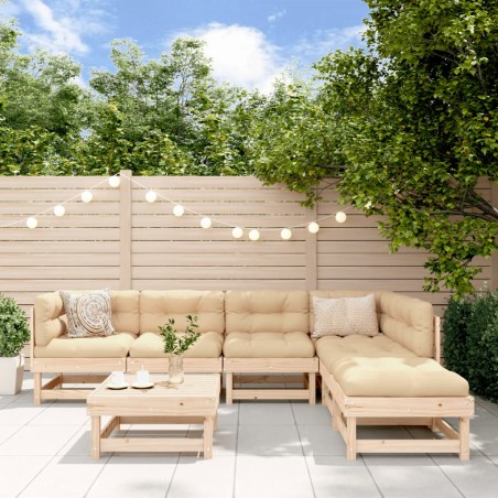 vidaXL Juego de muebles de jardín 7 piezas madera maciza de pino